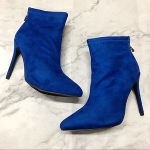 Royal Blue Suede Women’s Ankle Booties Heels Boots